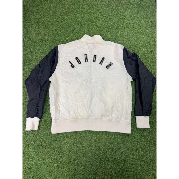 Nike Air Jordan Flight Bomber Jacket Mens Large Black White Loose Fit Full Zip - Picture 7 of 7